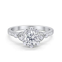 Floral Art Deco Engagement Ring CZ 925 Sterling Silver Size 4