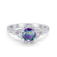 thumbnail image 1 of Floral Art Deco Engagement Ring Rainbow CZ 925 Sterling Silver Size 5, 1 of 5