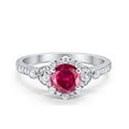 thumbnail image 1 of Floral Art Deco Engagement Ring Ruby CZ 925 Sterling Silver Size 4, 1 of 5