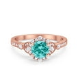 thumbnail image 1 of Floral Art Deco Ring Rose Tone Paraiba Tourmaline CZ 925 Sterling Silver Size 12, 1 of 5