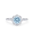 thumbnail image 1 of Floral Art Deco Wedding Band Ring Aquamarine CZ 925 Sterling Silver Size 10, 1 of 3