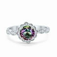 thumbnail image 1 of Floral Art Engagement Ring Simulated Rainbow CZ 925 Sterling Silver size 9, 1 of 4