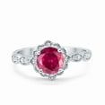 thumbnail image 1 of Floral Art Engagement Wedding Ring Simulated Ruby CZ 925 Sterling Silver size 9, 1 of 4