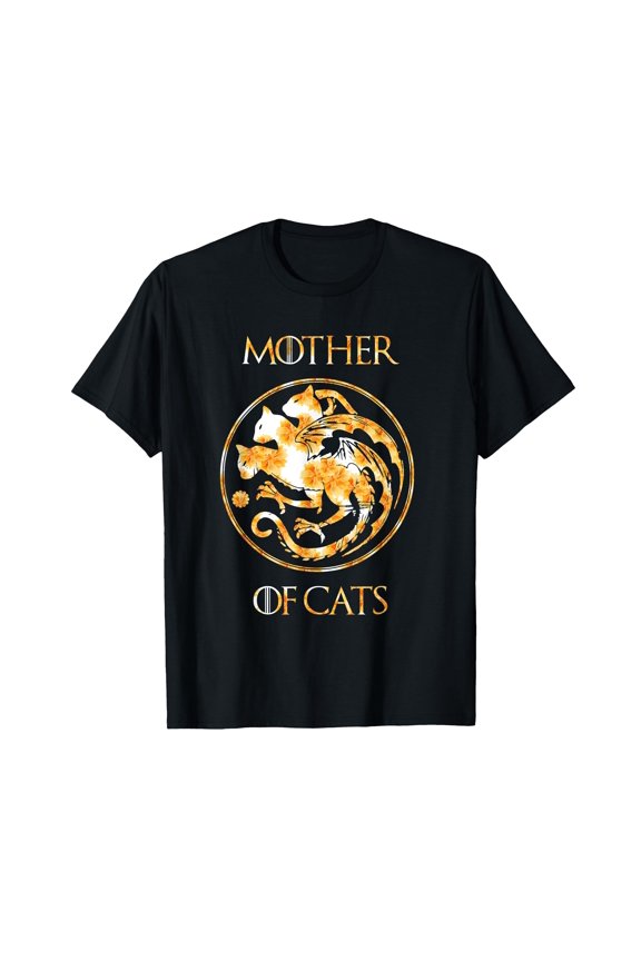 Floral Art Mother of Cats T-Shirt for Cat Lovers - Best Mom Gift