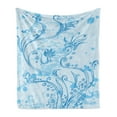 thumbnail image 1 of Floral Art Soft Flannel Fleece Throw Blanket, Monochromatic Style Hand Sketched Flower Composition on Grunge Background, Cozy Plush for Indoor and Outdoor Use, 70" x 90", Baby Blue, by Ambesonne, 1 of 5