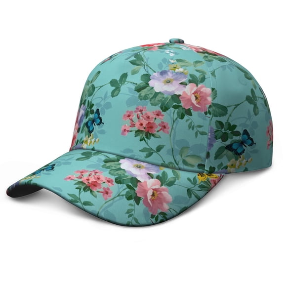 Floral Artistic Baseball Cap – Vintage Dad Hat Featuring Rustic Bloom and Botanical Garden Watercolor Pattern, Adjustable Snapback