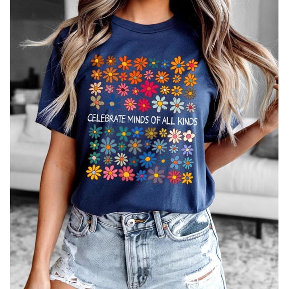 Floral Autism Shirt, Autism Awareness Shirt, Autism Shirt, Autism Shirt, Autism Month Tee, Autism Support Shirt, Celebrate mind of allkind All Size S-5Xl