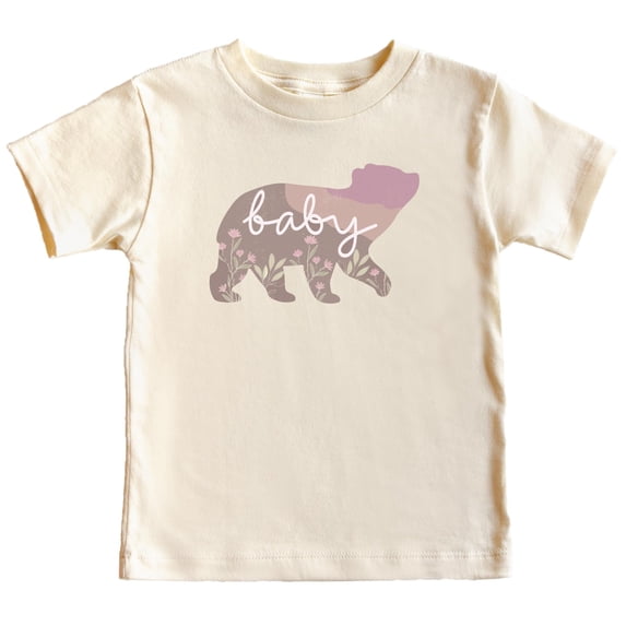 Floral Baby Bear Bodysuit or Shirt for Girls Kids Baby Cub Flowers Tee Natural Shirt 3T