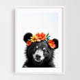 thumbnail image 1 of Floral Baby Bear - Photography Animal Flowers Floral Humor Portrait Black and White Whimsical White Framed Wall Art Print 20 x 30 inches, 1 of 1