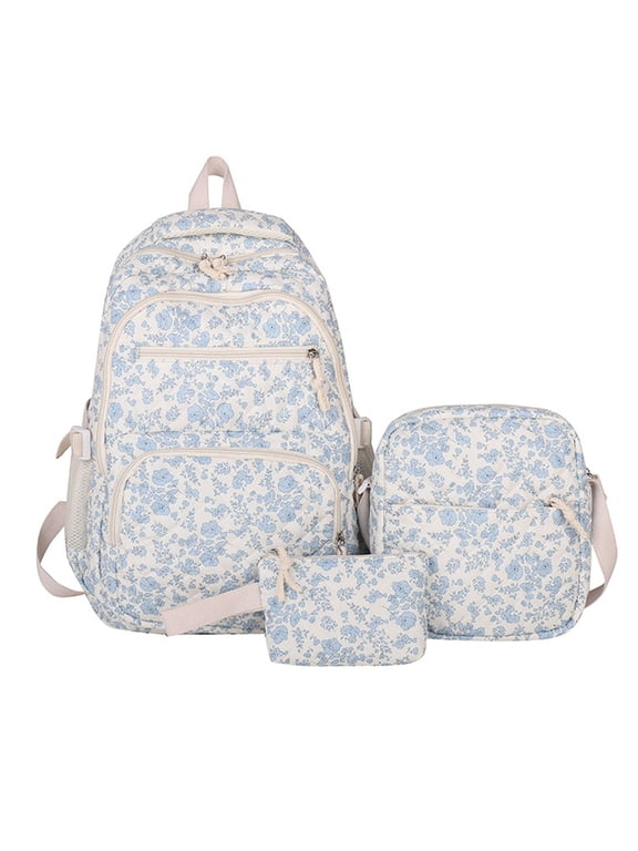 Floral Backpack Cute Backpacks for Women Casual Quilted Backpacks Cute Backpack Set with Lunch Box