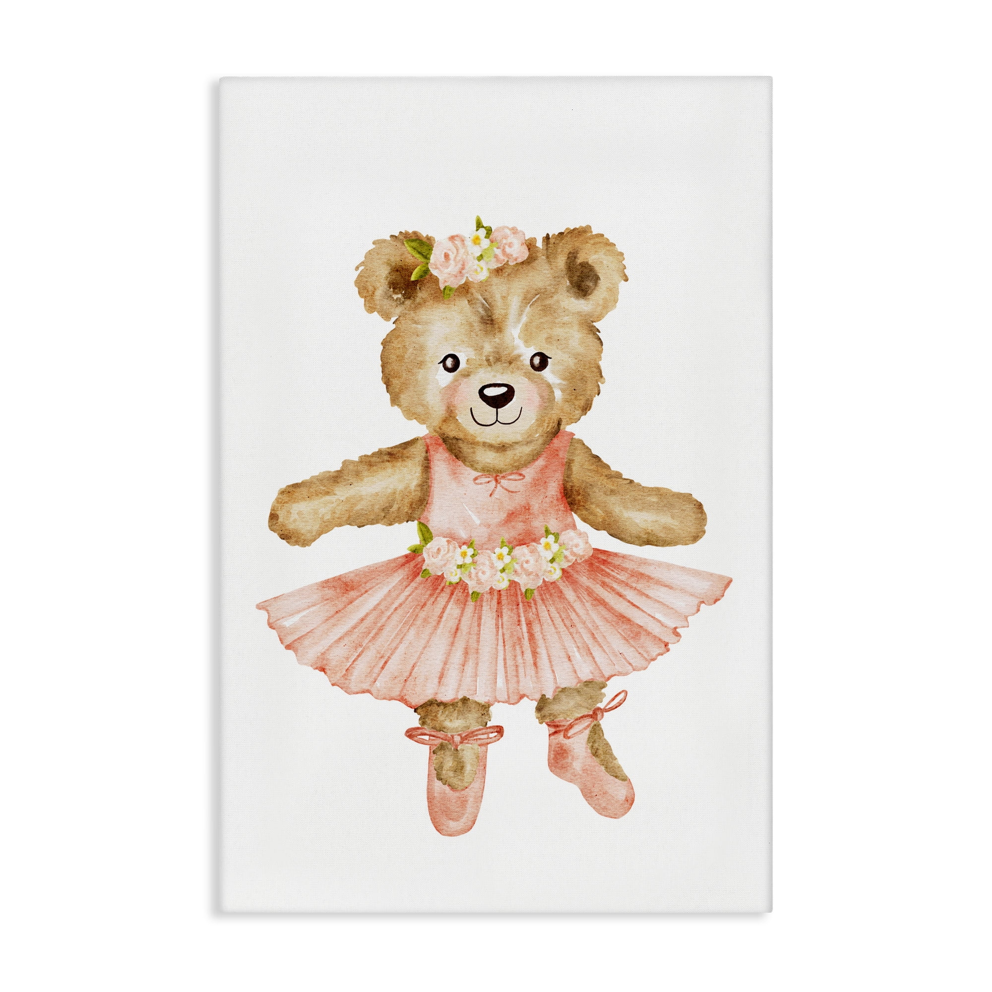 Floral Ballerina Teddy Bear Canvas Wall Art, design by Amy Hall