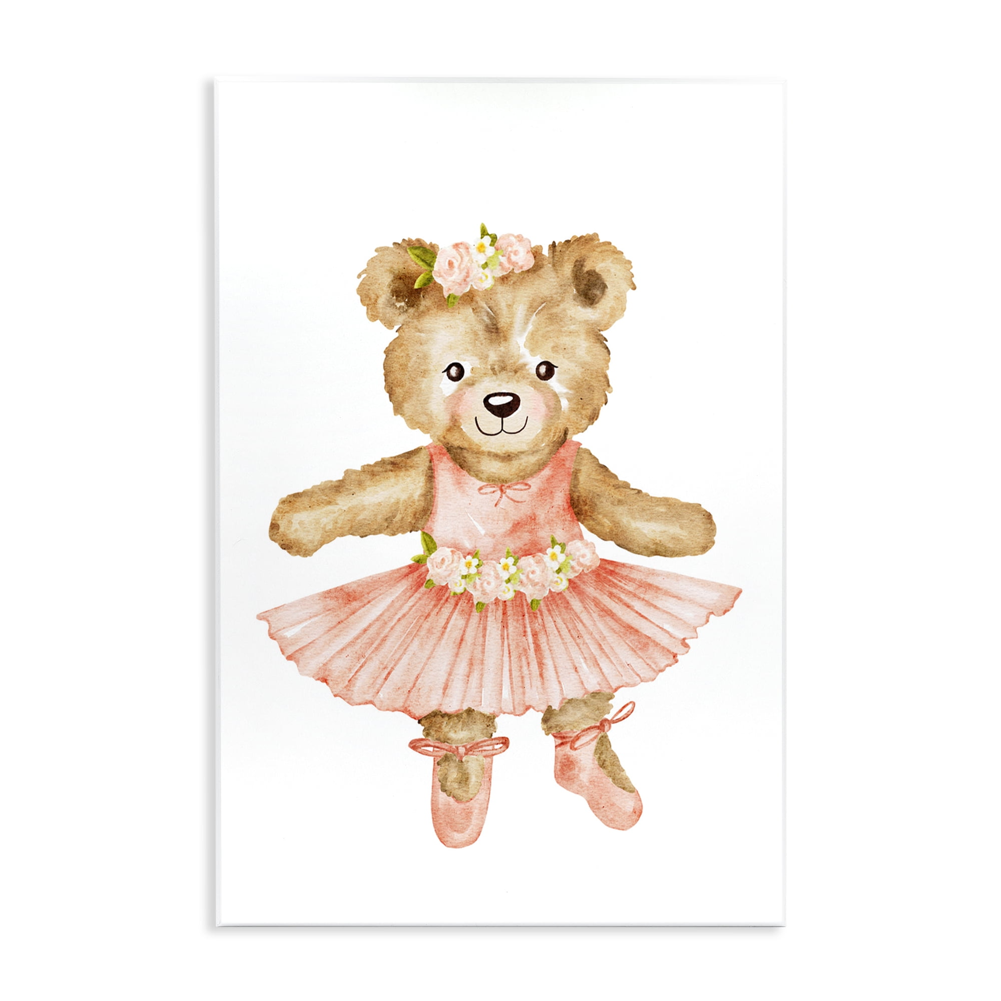 Floral Ballerina Teddy Bear Wall Plaque Art, design by Amy Hall