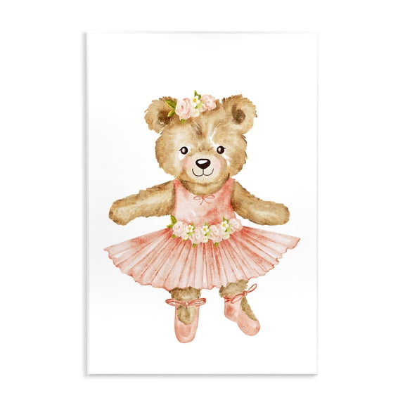 Floral Ballerina Teddy Bear Wall Plaque Art, design by Amy Hall