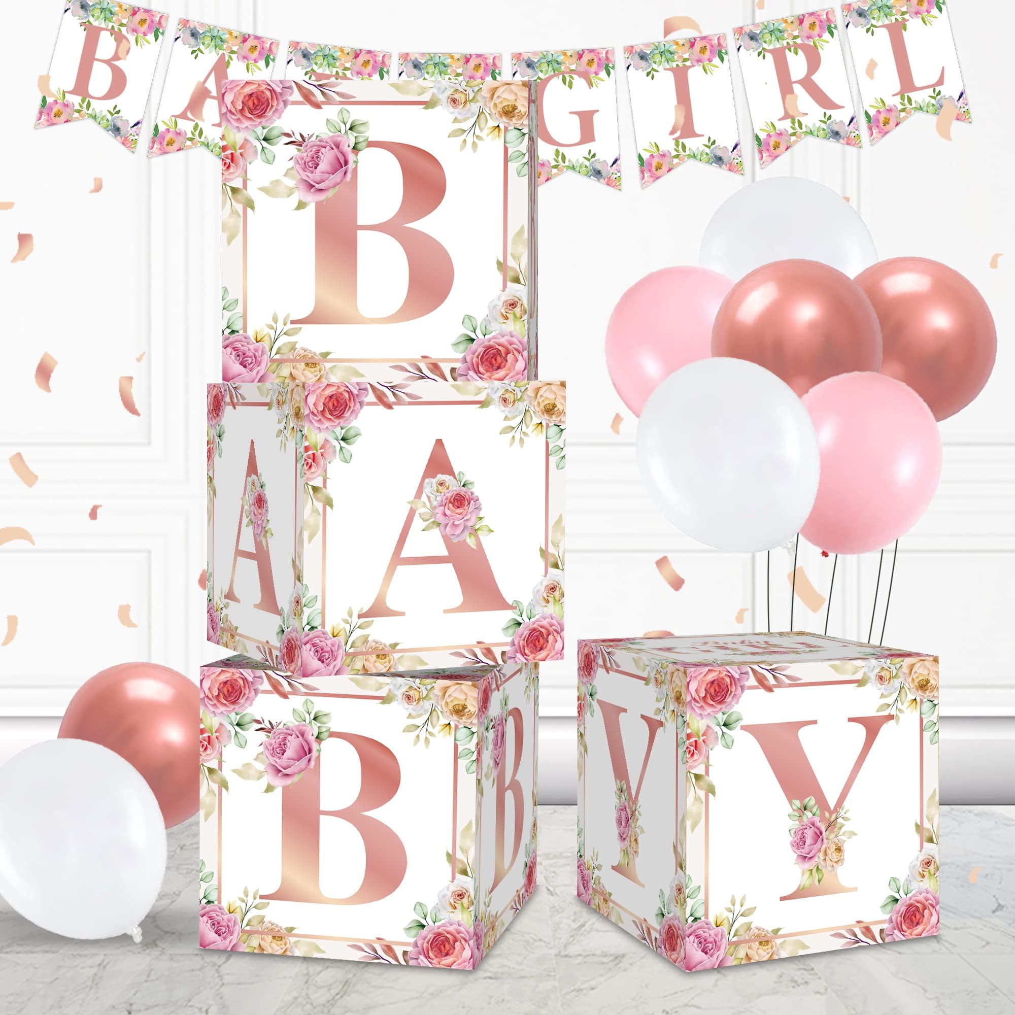 Floral Balloon Boxes Baby SE33 Shower Decorations for Baby Girl Baby ...