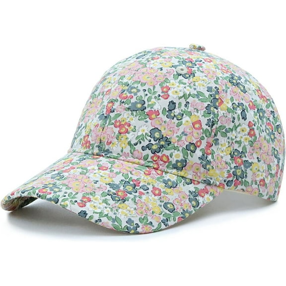 Floral Baseball Cap Cotton Dad Hat Adjustable Print Ball Cap for Women