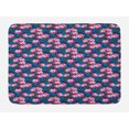 thumbnail image 1 of Floral Bath Mat, Concept of Rose Flowers Romantic Feminine Vintage Botanical Art Print, Plush Bathroom Decor Mat with Non Slip Backing, 29.5" X 17.5", Night Blue and Pink, by Ambesonne, 1 of 2