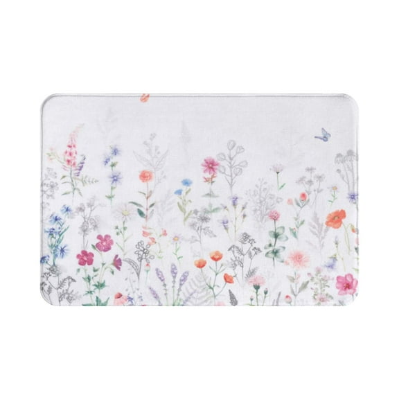 Floral Bath Mat Flower Bathroom Rugs Colorful Non-Slip Bath Rugs Super Soft Bath Rugs 16"x24"