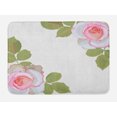thumbnail image 1 of Floral Bath Mat, Romantic Theme of Roses and Leaves Symbolizing Love Passion, Plush Bathroom Decor Mat with Non Slip Backing, 29.5" X 17.5", Coral Pale Olive Green, by Ambesonne, 1 of 2