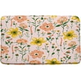 thumbnail image 1 of Floral Bath Mat Yellow Pink Flower Blossom Leaves Spring Plant Watercolor Botanical Bathroom Kitchen Rugs,17.8x29.5 Inch, 1 of 2