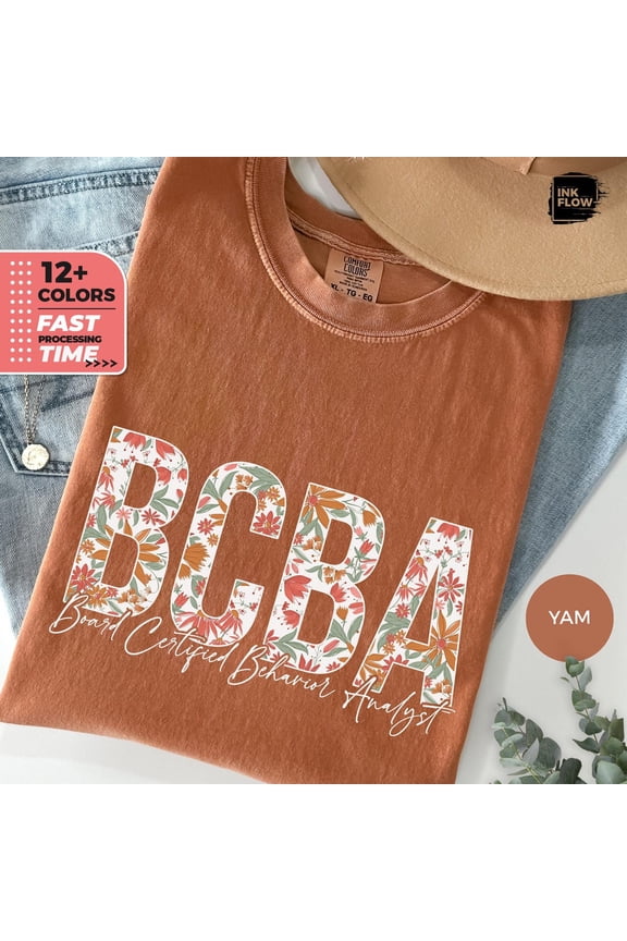 Floral Bcba Shirt Board Certified Professional Wildflowers Gift Behavior Analyst Bcba Floral Tee Her All Size S-3XL