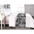 thumbnail image 1 of Floral Bed Runner, Monochrome Garden Themed Flower Drawings With Brushstroke Effects, Decorative Accent Bedding Scarf for Hotels Homes & Guest Rooms, Queen, Charcoal Grey and Pale Grey, by Ambesonne, 1 of 3