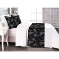 thumbnail image 1 of Floral Bed Runner Set, Baroque Style Swirly Flowers Flourish Pattern Rococo Gothic Theme, Decorative Bedding Scarf & 2 Pillow Shams for Hotels Homes, Queen, Grey Black and Charcoal Grey, by Ambesonne, 1 of 3