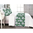 thumbnail image 1 of Floral Bed Runner Set, Flowers of the Meadow Nature Art Vintage Ornamental Concept Print, Decorative Bedding Scarf & 2 Pillow Shams for Hotels Homes, King, Hunter Green and Soft Blue, by Ambesonne, 1 of 3