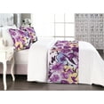 thumbnail image 1 of Floral Bed Runner Set, Oil Painting Print Flowers Boho Pattern on Colorful Brushstrokes Back, Decorative Bedding Scarf & 2 Pillow Shams for Hotels Homes, Queen, Purple Pale Lilac Mustard, by Ambesonne, 1 of 3