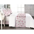 thumbnail image 1 of Floral Bed Runner Set, Simple and Soft Design of Flower Petals Spring Lover Innocence Pattern, Decorative Bedding Scarf & 2 Pillow Shams for Hotels Homes, Queen, Pink Blue Grey and Ivory, by Ambesonne, 1 of 3