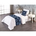thumbnail image 1 of Floral Bed Runner Set, Simplistic Design Daisy Flowers and Leaves Chamomile Ornaments on Dark Back, Decorative Bedding Scarf & a Pillow Sham for Hotels Homes, Twin, Ceil Blue Indigo, by Ambesonne, 1 of 3