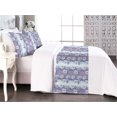 thumbnail image 1 of Floral Bed Runner Set, Vintage Flowers Ornament Romance Themed Blossoming Spring on Ombre Back, Decorative Bedding Scarf & 2 Pillow Shams for Hotels Homes, King, Pale Eggplant Soft Blue, by Ambesonne, 1 of 3