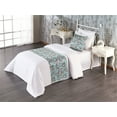 thumbnail image 1 of Floral Bed Runner Set, Vintage Nature Themed Retro Style Bird Print and Branches Floral Bloom, Decorative Bedding Scarf & a Pillow Sham for Hotels Homes, Twin, Soft Blue and Dried Rose, by Ambesonne, 1 of 3