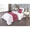 thumbnail image 1 of Floral Bed Runner Set, Warm Tones Colorful Nature Peonies Spring Season Flowers Repeated Pattern, Decorative Bedding Scarf & a Pillow Sham for Hotels Homes, Twin, Pink Coral and Lilac, by Ambesonne, 1 of 3