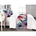 thumbnail image 1 of Floral Bed Runner Set, Watercolor Design of Spring Flowers Big Petals Orderly Repeated Artwork, Decorative Bedding Scarf & 2 Pillow Shams for Hotels Homes, Queen, Violet Blue Dark Coral, by Ambesonne, 1 of 3