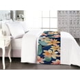 thumbnail image 1 of Floral Bed Runner, Watercolor Painting Effect Peachy Colored Flowers and Leaves Pattern, Decorative Accent Bedding Scarf for Hotels Homes & Guest Rooms, Queen, Navy Blue and Laurel Green, by Ambesonne, 1 of 3