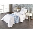 thumbnail image 1 of Floral Bed Runner, Winter Vibe Garden Inspired Illustrated Flower Sketch on Grunge Back, Decorative Accent Bedding Scarf for Hotels Homes & Guest Rooms, Twin, Pale Blue and Dark Indigo, by Ambesonne, 1 of 3
