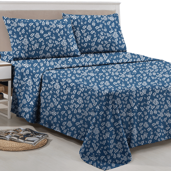 Floral Bed Sheets 4 Piece Microfiber Comfort 1800 Series Deep Pocket Sheet Set