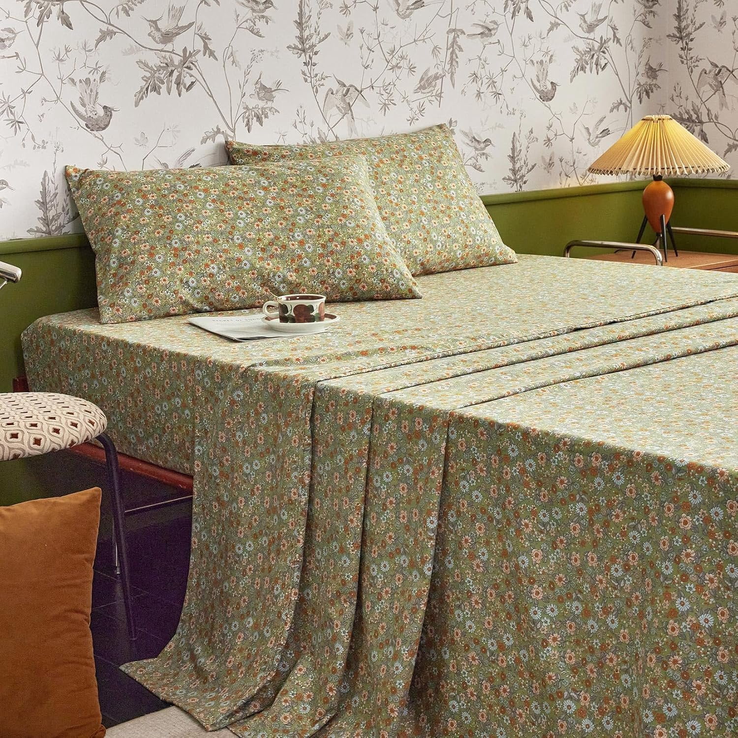 - Floral Bed Sheets, 4- Sheet Set, Shabby Chic Flower Prted Country ...