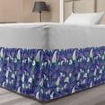 thumbnail image 1 of Floral Bed Skirt, Peacock Tail Outlined Motif and Illustration of Calla Lily Flower and Green Leaves, Elastic Bedskirt Dust Ruffle Wrap Around for Bedding Decor, 4 Sizes, Multicolor, by Ambesonne, 1 of 2