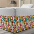 thumbnail image 1 of Floral Bed Skirt, Rainbow Colored Vivid Image Sixties Inspired Blooming Nature Symmetrical Pattern, Elastic Bedskirt Dust Ruffle Wrap Around for Bedding Decor, 4 Sizes, Multicolor, by Ambesonne, 1 of 2