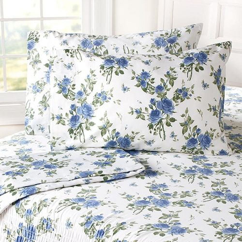 Floral BedTite Sheet SetsQueenBlue