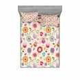 thumbnail image 1 of Floral Bedding Set with Sheet & Covers, Cartoon Drawing Style Ladybug Strawberry Bird Caterpillar Vibrant Colored Characters, Printed Bedroom Decor 2 Shams, 4 Sizes, Multicolor, by Ambesonne, 1 of 3