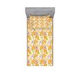 thumbnail image 1 of Floral Bedding Set with Sheet & Covers, Giant Lily Flowering Petals Exotic Blooms Hawaiian Bouquet Beauty, Printed Bedroom Decor 2 Shams, 4 Sizes, Apple Green Marigold, by Ambesonne, 1 of 3