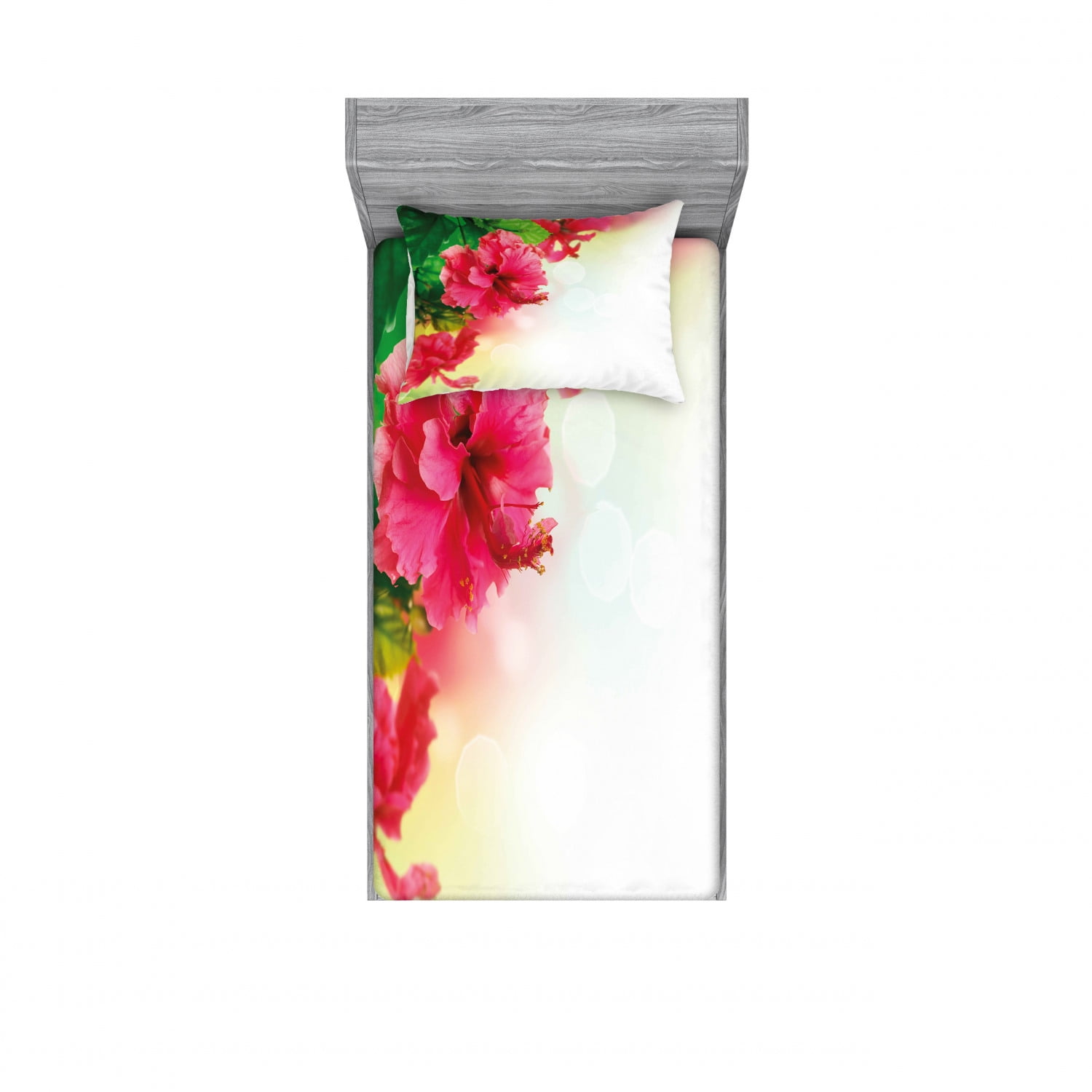 Twin White Microfiber Floral Print Kids Sheet Set