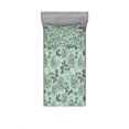 thumbnail image 1 of Floral Bedding Set with Sheet & Covers, Romantic Season Inspirations with Roses Birds on Tree Branches Summer Design, Printed Bedroom Decor 2 Shams, 4 Sizes, Seafoam Sage Green, by Ambesonne, 1 of 3