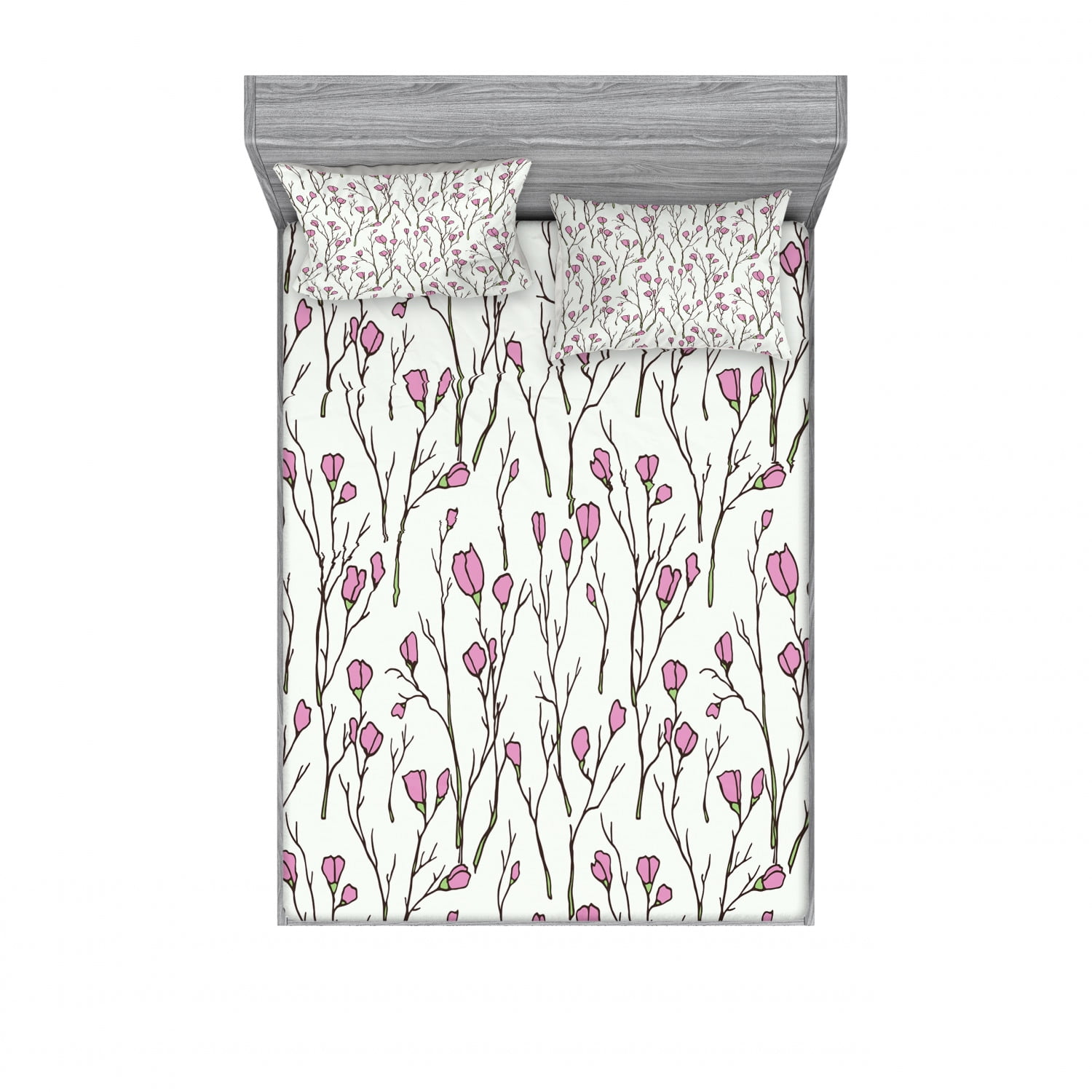 Queen Pink and Beige Floral Microfiber Bedding Set