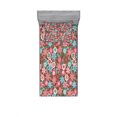 thumbnail image 1 of Floral Bedding Set with Sheet & Covers, Vibrant Bunch of Various Flower Petals Florets Shabby Form Illustration, Printed Bedroom Decor 2 Shams, 4 Sizes, Pink Brown and Teal, by Ambesonne, 1 of 3