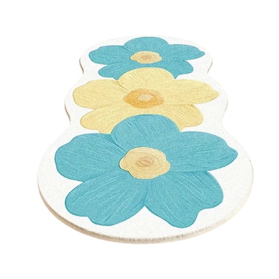 Floral Bedside Runner Rug 50x160cm Non-Slip Soft Plush Carpet For Living Room Bedroom Hallway Sea Salt Blue