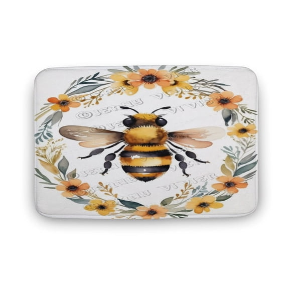 Floral Bee Bath Mat for Bathroom Non-Slip Soft Bath Rugs Funny Bathroom Shower Bath Mats Kitchen Floor Rugs 20"x32"