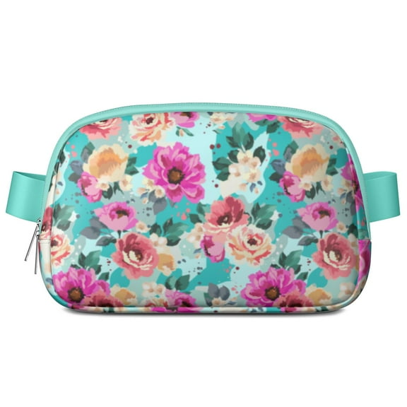 Floral & Bee Fanny Pack - Botanical Artwork Belt Bag Lightweight for Outdoor Activities